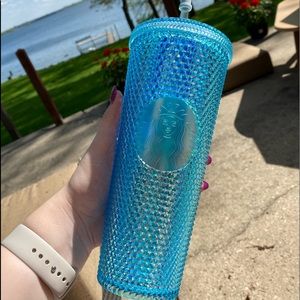 Blue iridescent foreign release studded Starbucks tumbler Venti size